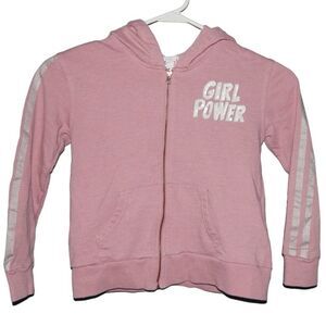 Freestyle girls size 7 pink Girl Power sequin stripe lightweight full zip jacket